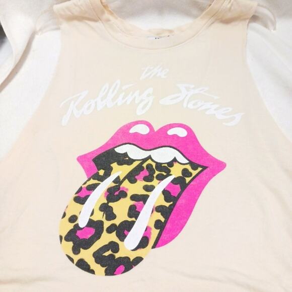 Anthropologie ROLLING STONES Tank Top Sz M Leopard Lip Sleeveless Graphic Print - Picture 3 of 11
